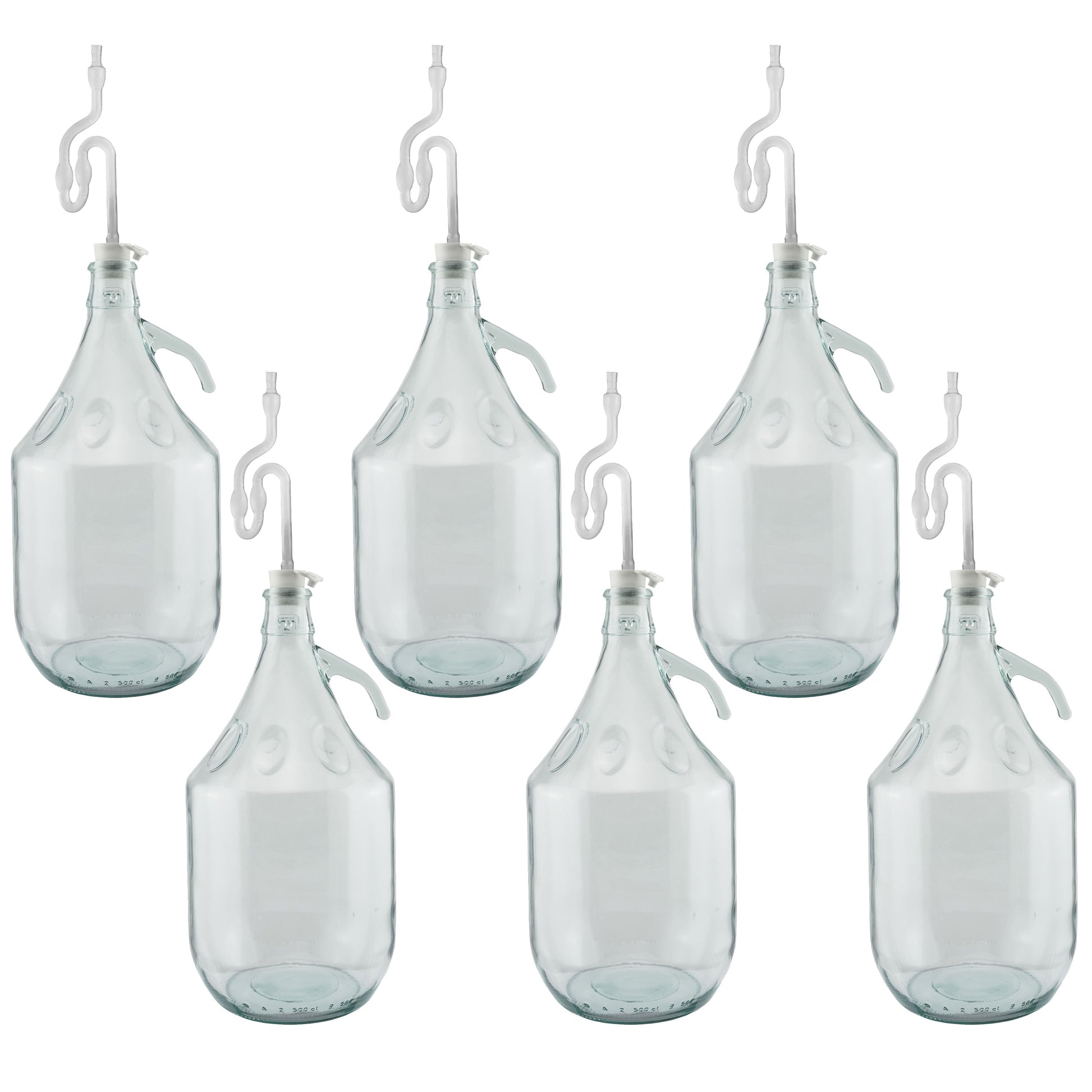 Glass Demijohn 5L 6 Pack Plain With Airlock & Bung-0