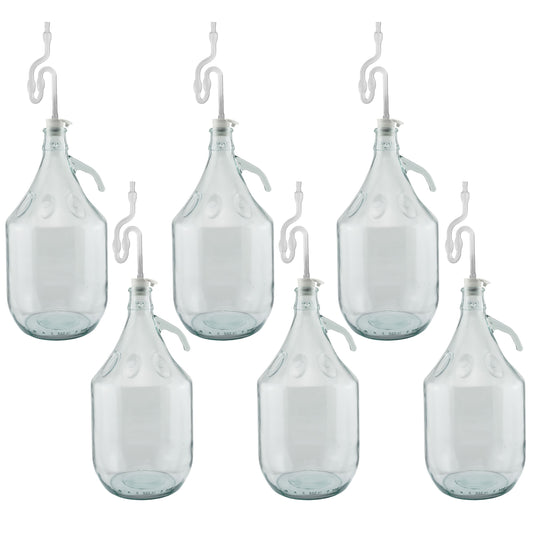 Glass Demijohn 5L 6 Pack Plain With Airlock & Bung-0