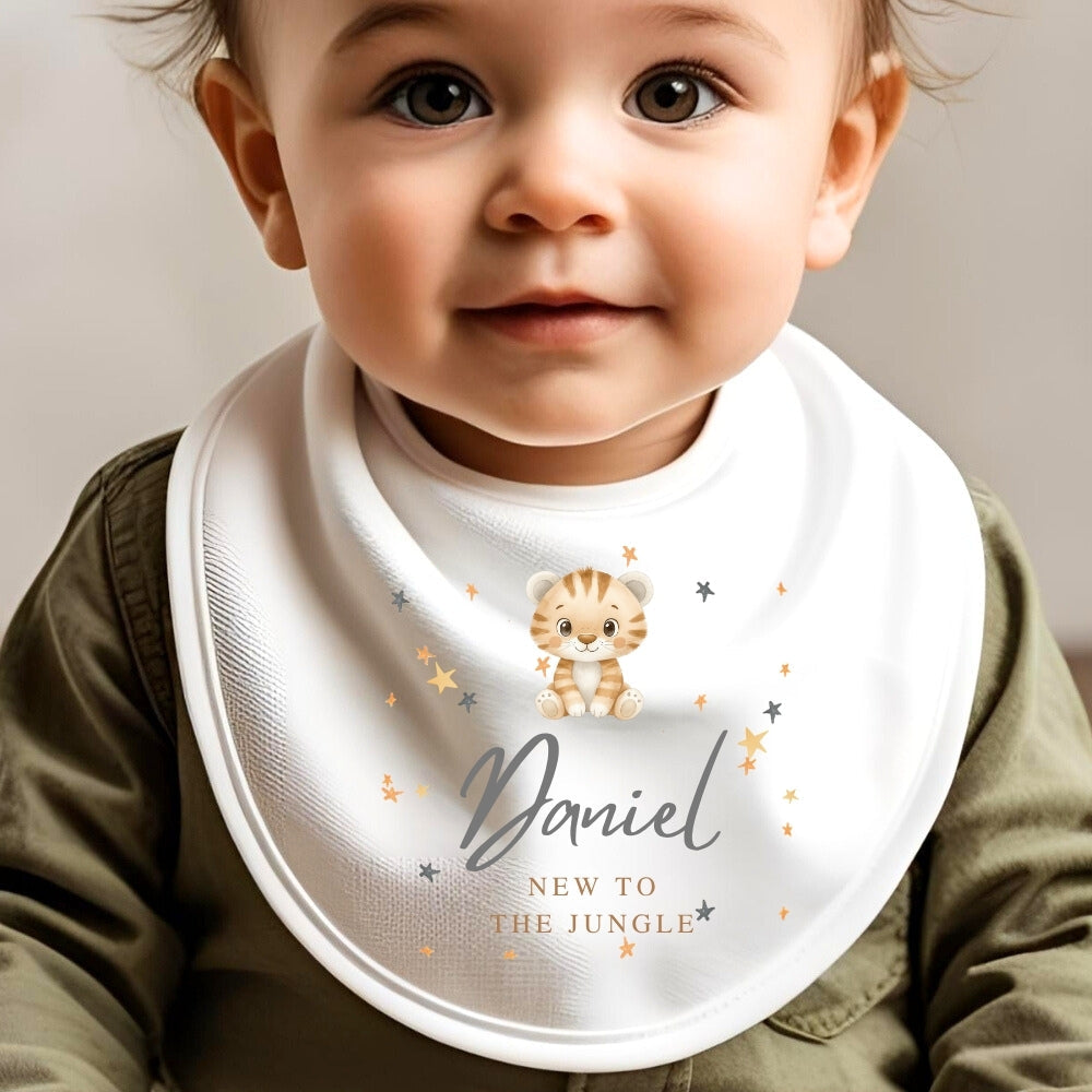 Personalised New to the Jungle Tiger Baby Outfit: Bib, Vest, Baby Grow-2