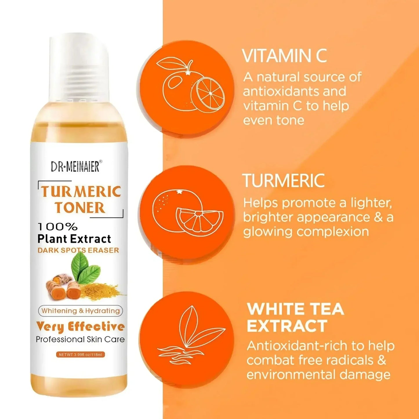 3pcs Whitening Turmeric Toner Brightening Face Serum Dark Corrector Moisturizing Vitamin C Ginger Essence Korean Cosmetics