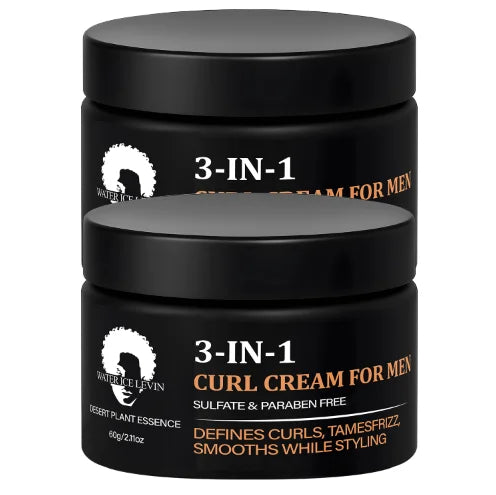 3-in-1 Curl Cream for Men, Sulfate & Paraben Free, Defines Curls & Tames Frizz, Smooth Styling Cream.