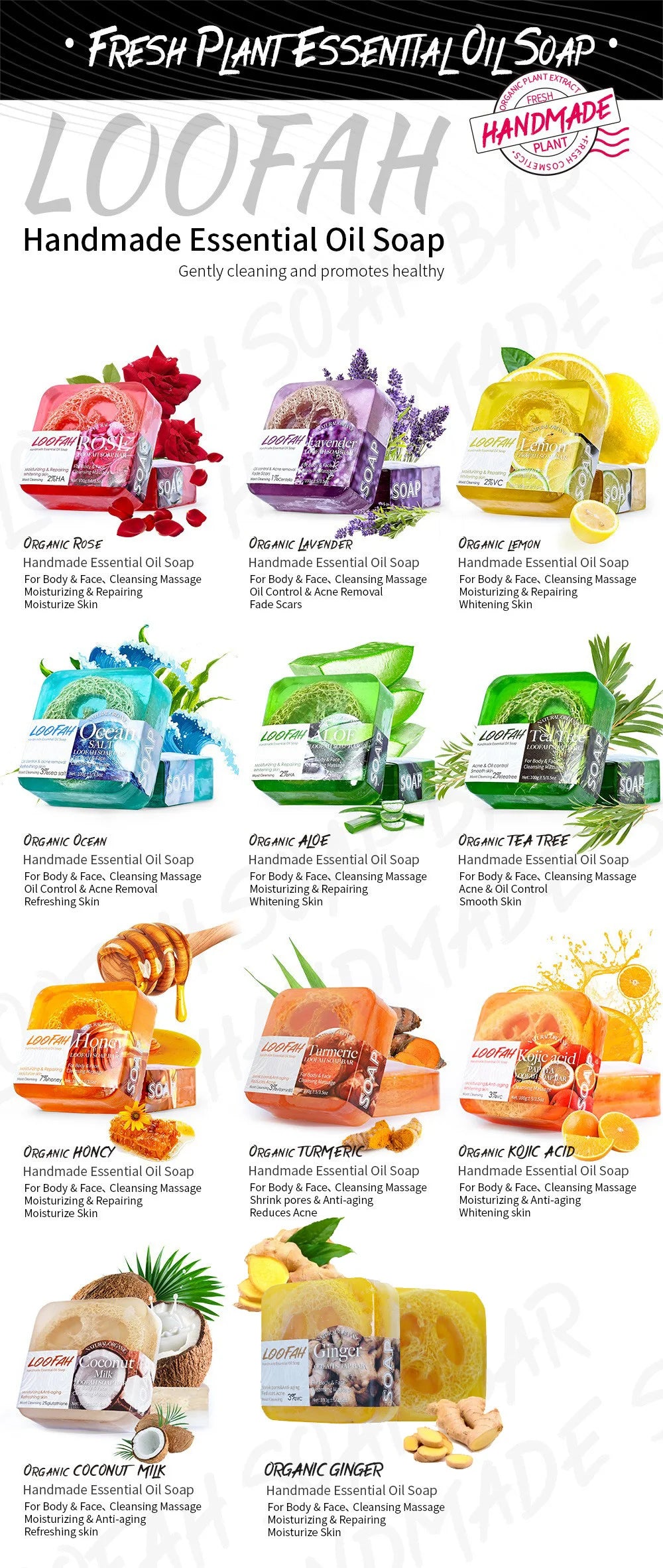 100g Ginger Loofah Soap Glycerine Herbal Nature Ingredients Bleaching Feature Face Wash Body Use
