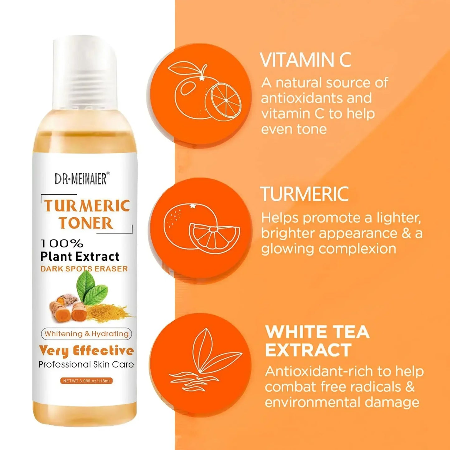 3pcs Whitening Turmeric Toner Brightening Face Serum Dark Corrector Moisturizing Vitamin C Ginger Essence Korean Cosmetics