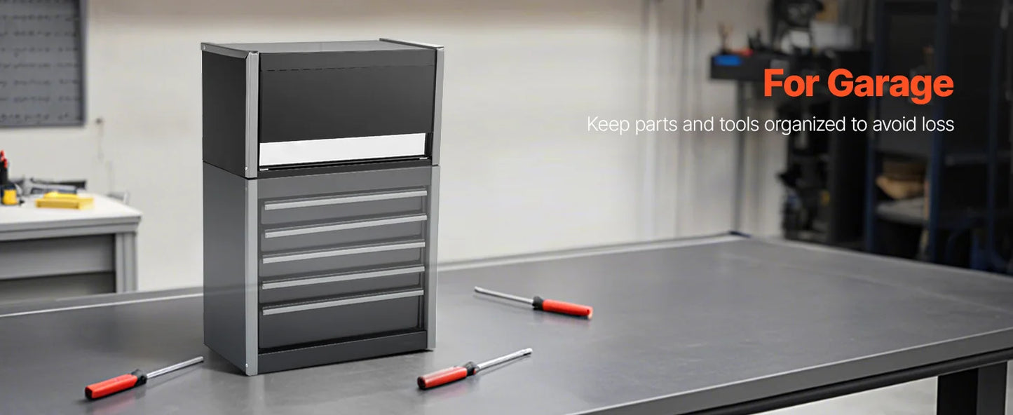 SucceBuy 8.6in 3 Drawers Metal Tool Box Portable Tools Chest with Feet Pads & Ball Bearing Powder Coated Tool Storage for Garage