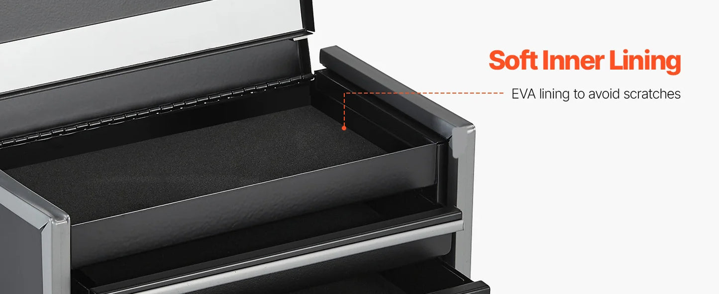SucceBuy 8.6in 3 Drawers Metal Tool Box Portable Tools Chest with Feet Pads & Ball Bearing Powder Coated Tool Storage for Garage