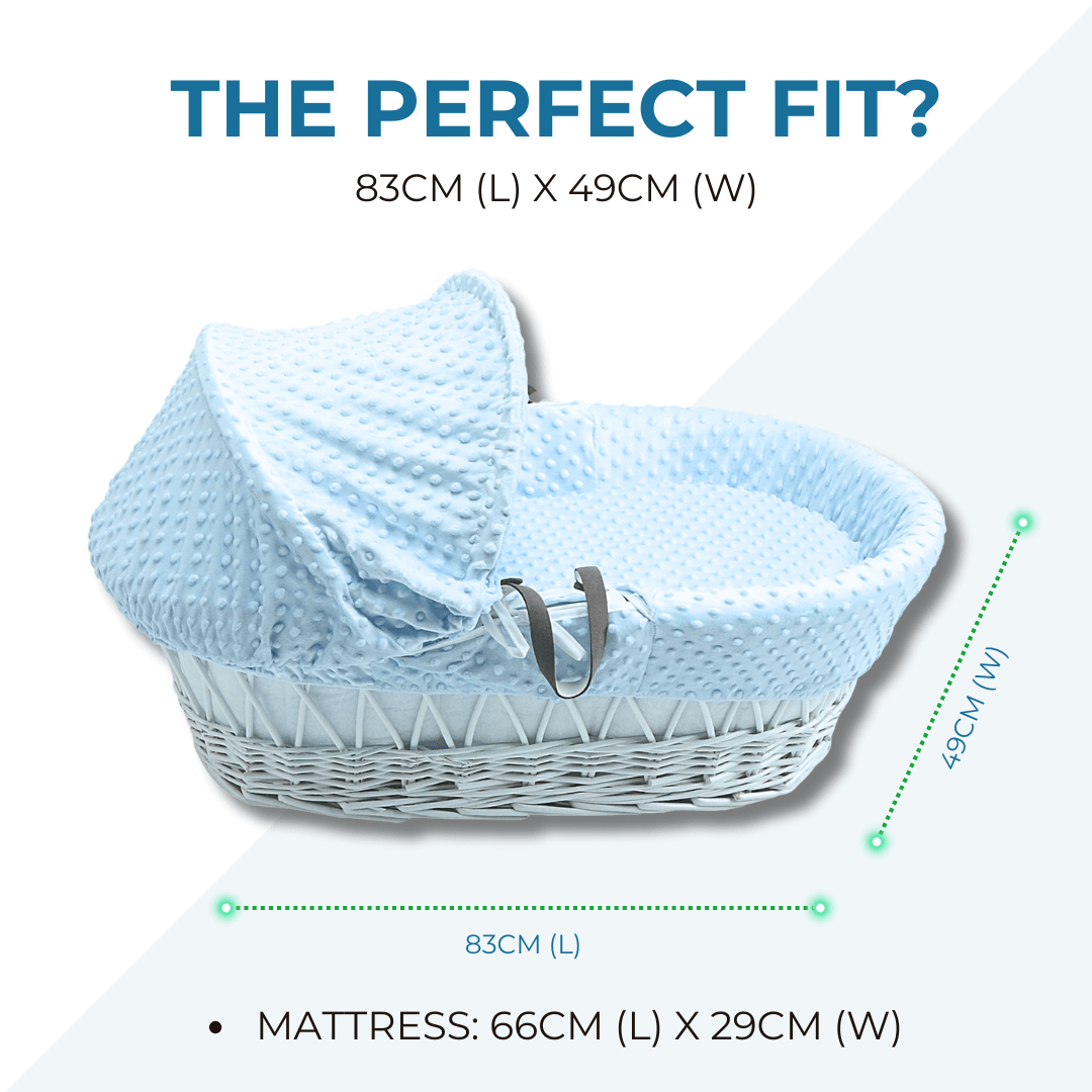 Grey Dimple White Wicker Baby Moses Basket With Stand-4