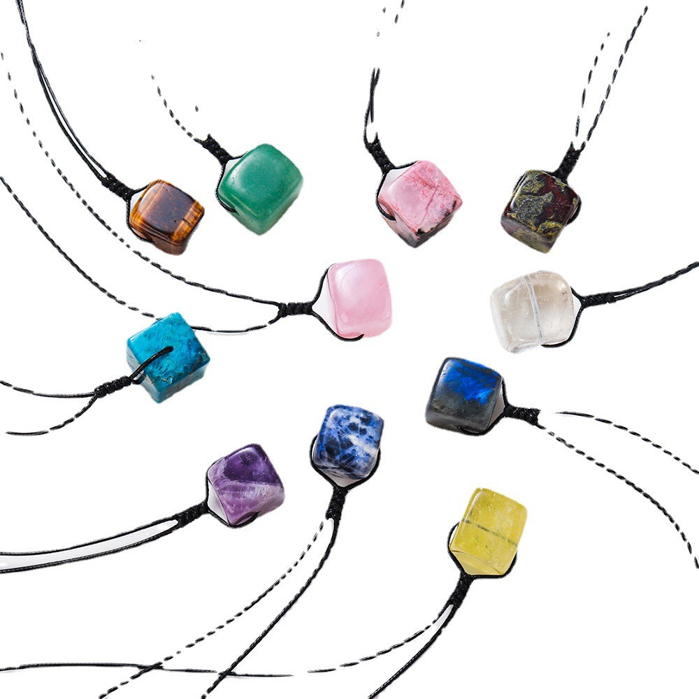 East China Sea Natural Crystal Square Pendant Crystal Original Stone Polished Diy Ornaments