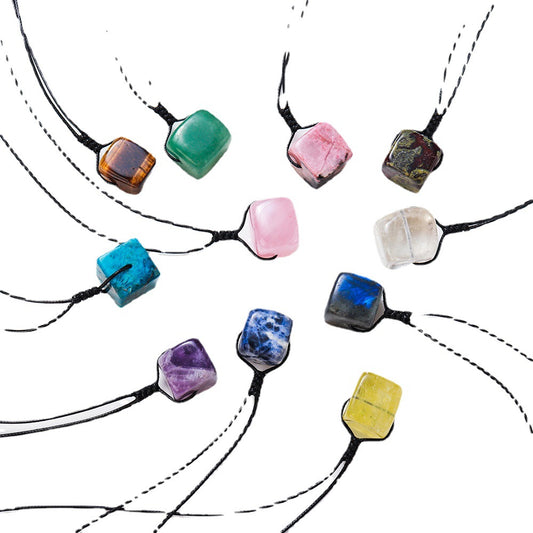 East China Sea Natural Crystal Square Pendant Crystal Original Stone Polished Diy Ornaments