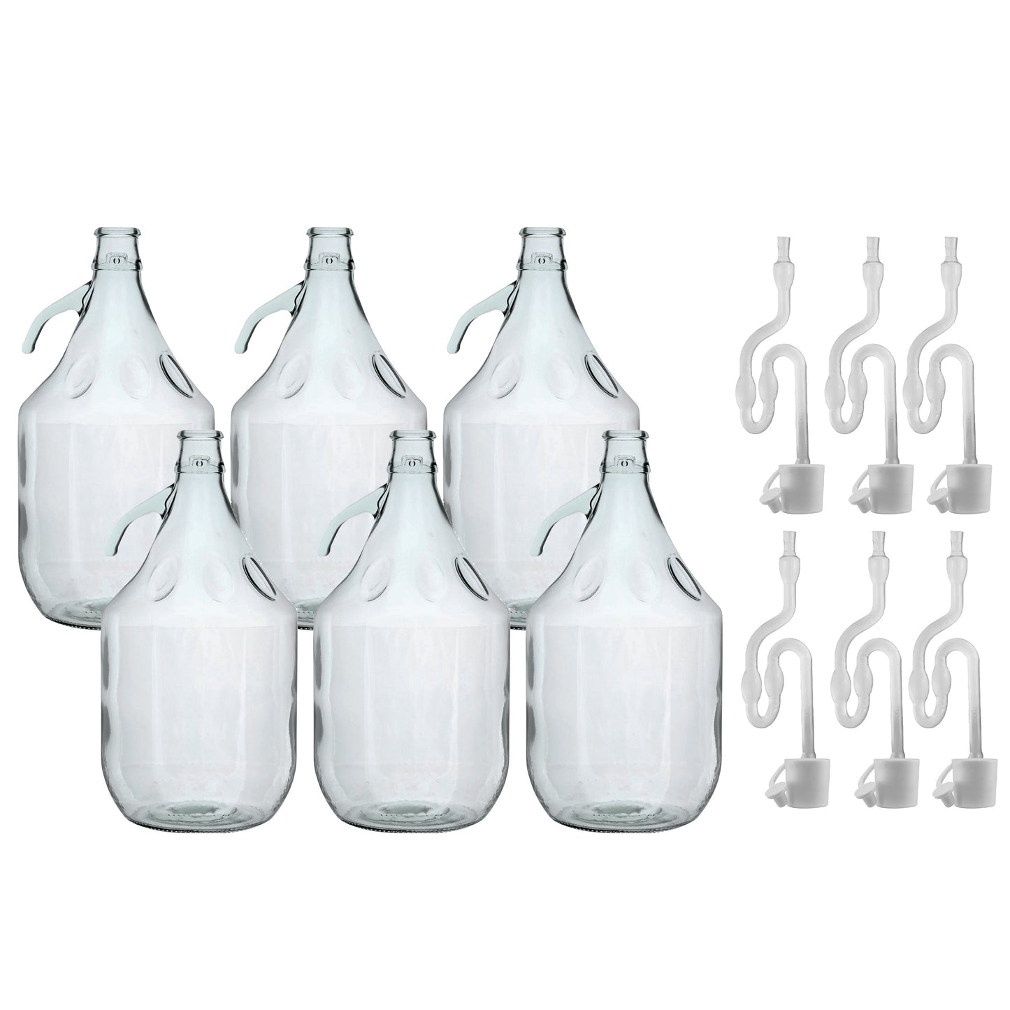 Glass Demijohn 5L 6 Pack Plain With Airlock & Bung-1