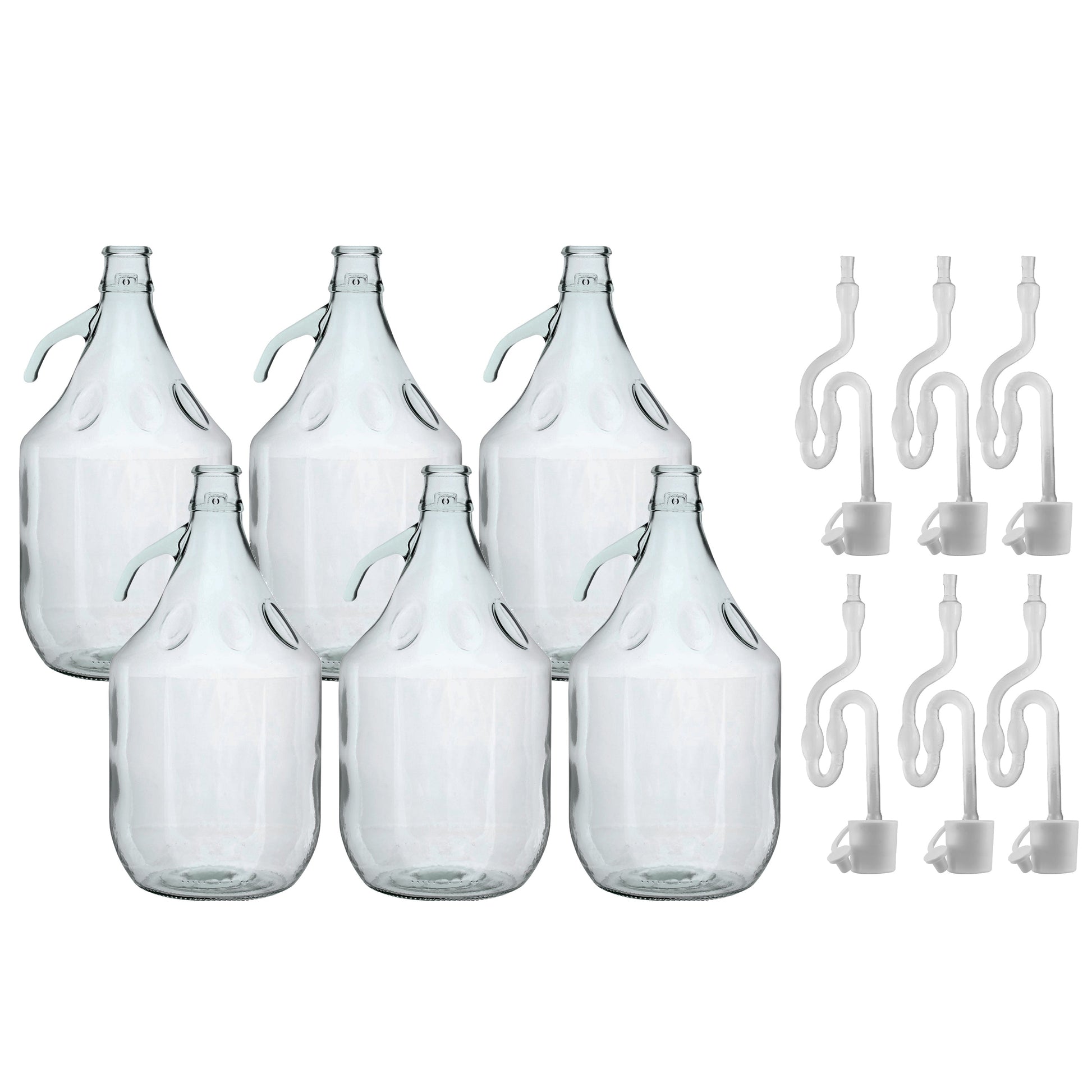 Glass Demijohn 5L 6 Pack Plain With Airlock & Bung-1